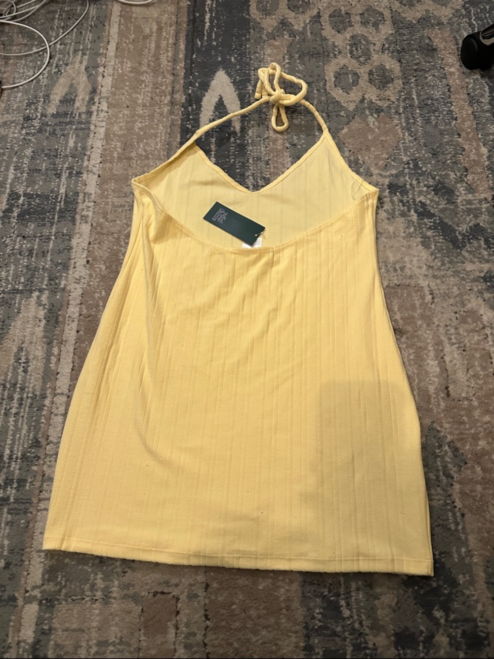 Yellow Halter Ribbed Cover Up. - Picture 3 of 3